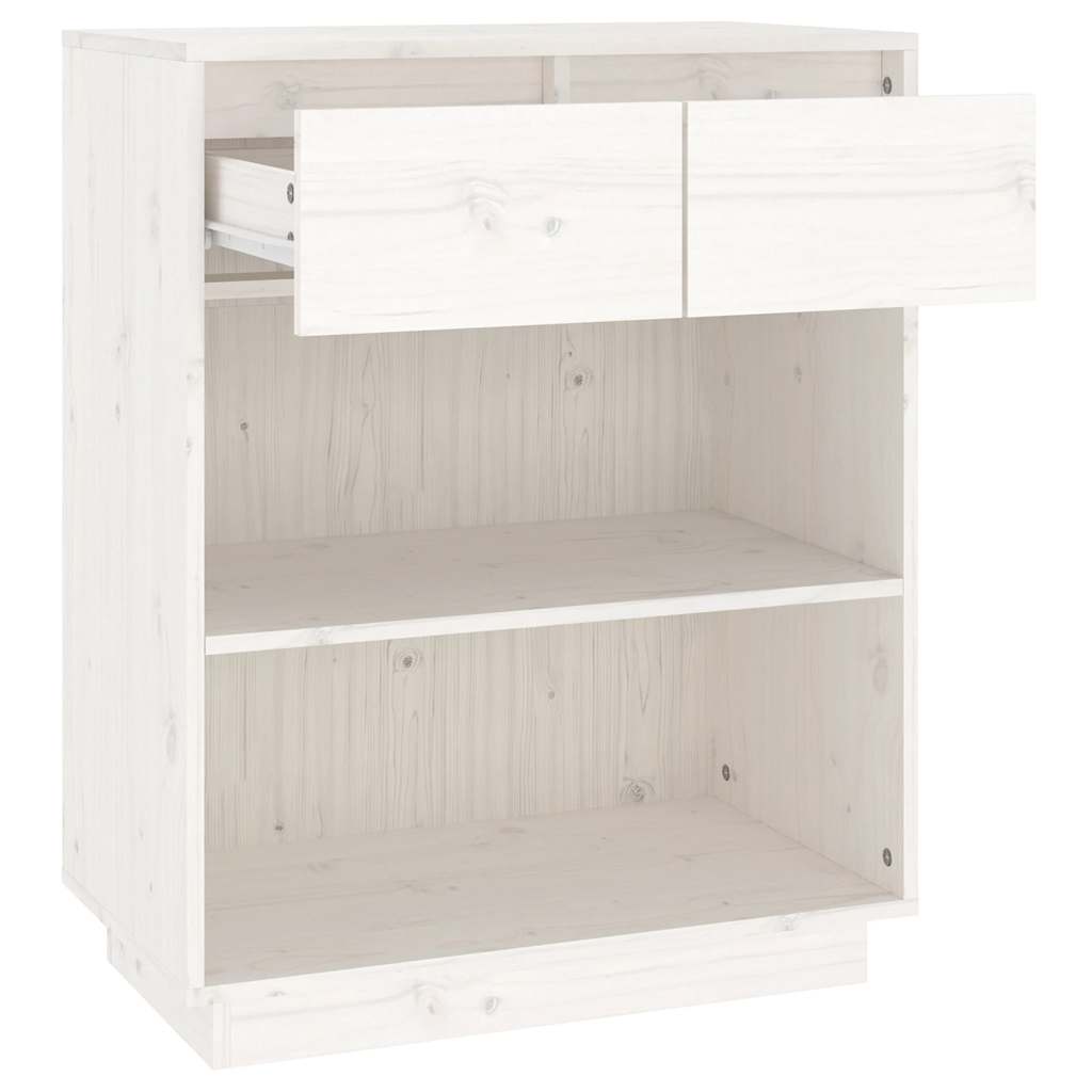 Console Cabinet White 60x34x75 cm Solid Wood Pine