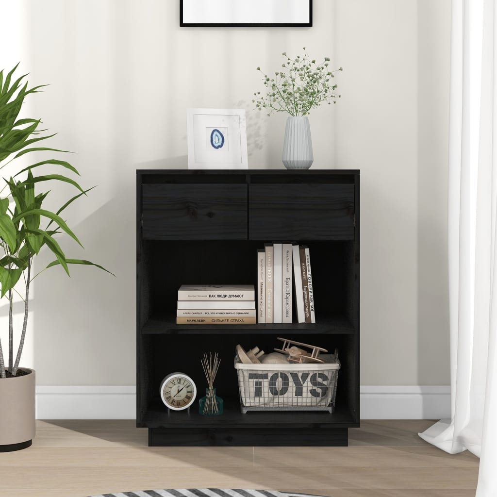 Console Cabinet | Black | Solid Pine Wood | Medium | Console Cabinet