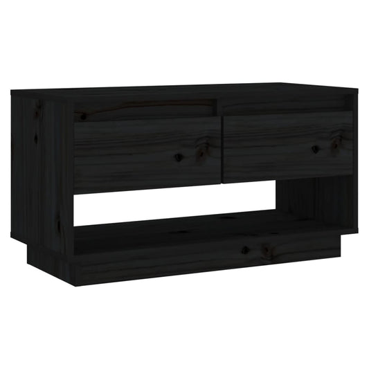 TV Stand | Black | Solid Pine Wood | Medium | TV Stand | Rectangular