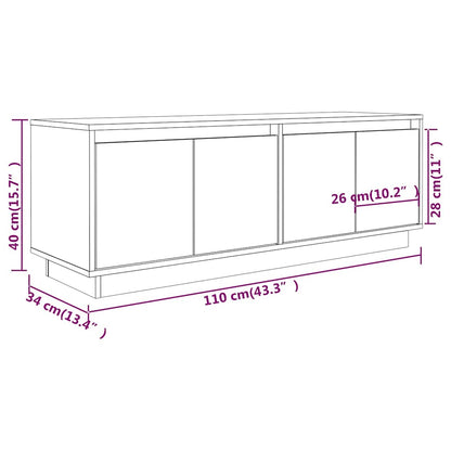 TV Cabinet White 110x34x40 cm Solid Wood Pine