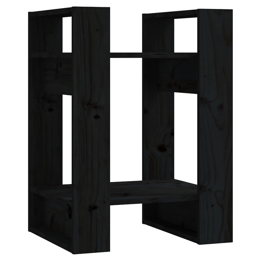 Book Cabinet | Black | Solid pine wood | Compact | Black Book Cabinet