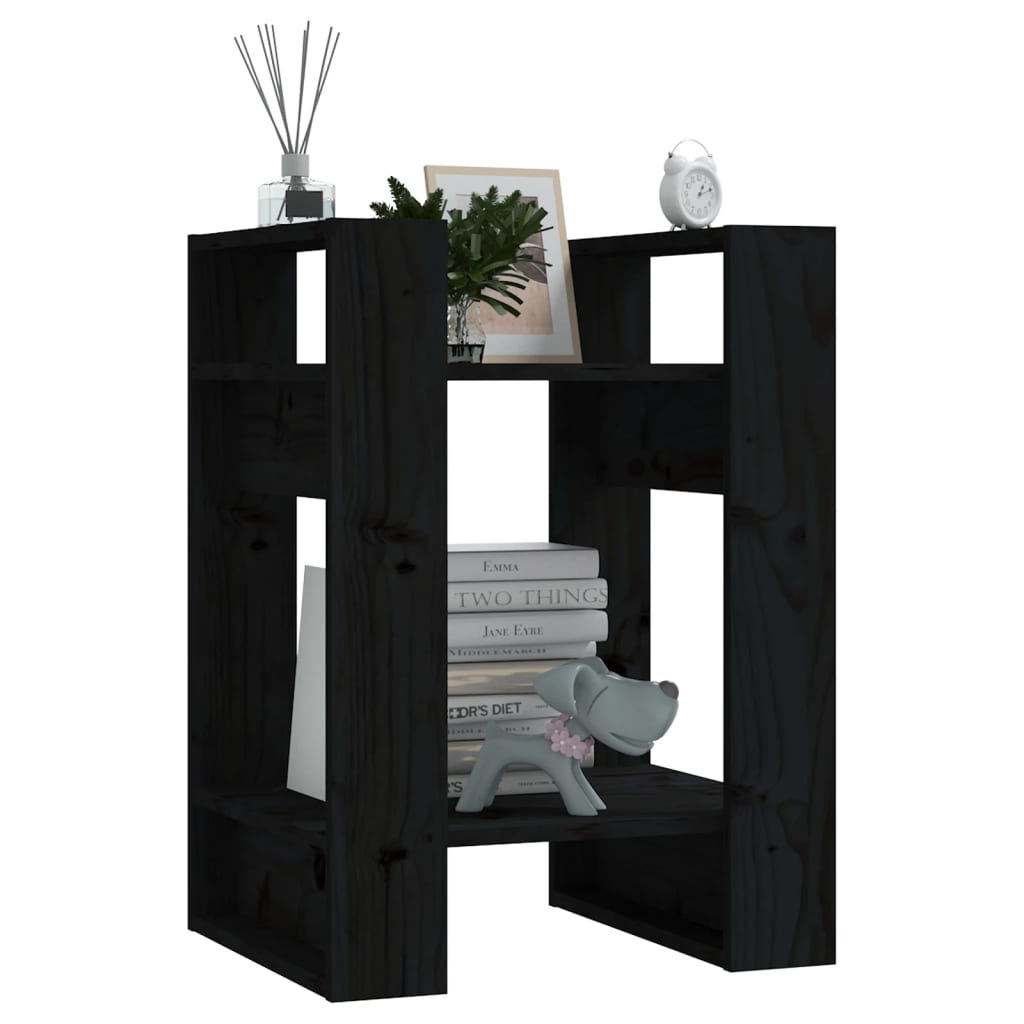 Book Cabinet | Black | Solid pine wood | Compact | Black Book Cabinet