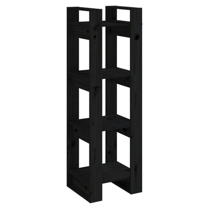 Book Cabinet | Black | Solid Pine Wood | 41x35x125 cm |  Storage