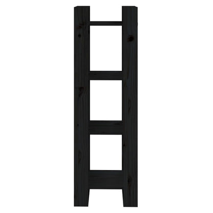 Book Cabinet | Black | Solid Pine Wood | 41x35x125 cm |  Storage