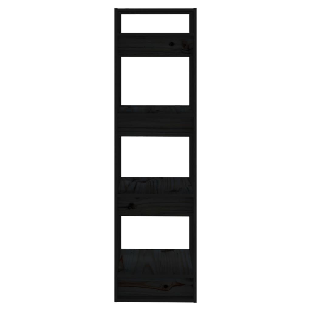 Book Cabinet | Black | Solid Pine Wood | 41x35x125 cm |  Storage