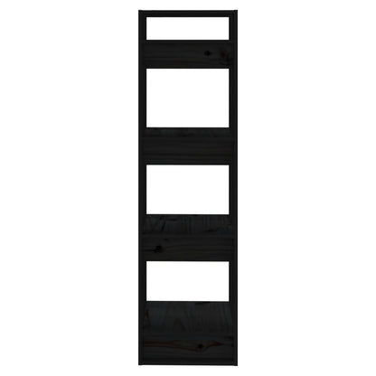Book Cabinet | Black | Solid Pine Wood | 41x35x125 cm |  Storage