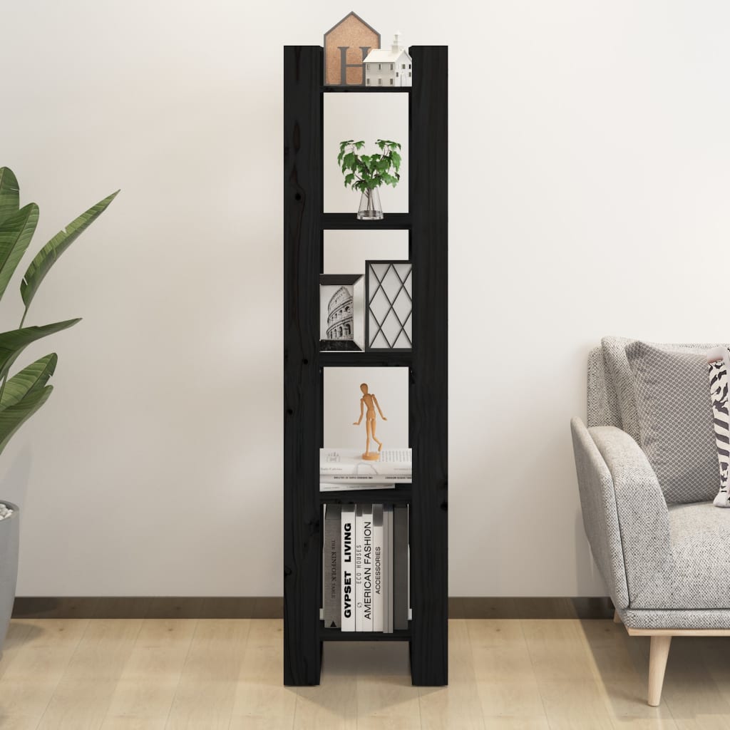 Book Cabinet | Black | Solid Pine Wood | Medium | Book Cabinet