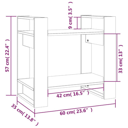 Book Cabinet/Room Divider Grey 60x35x57 cm Solid Wood Pine