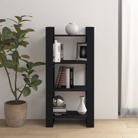 Book Cabinet | Black | Solid pine wood | Medium | Black Book Cabinet