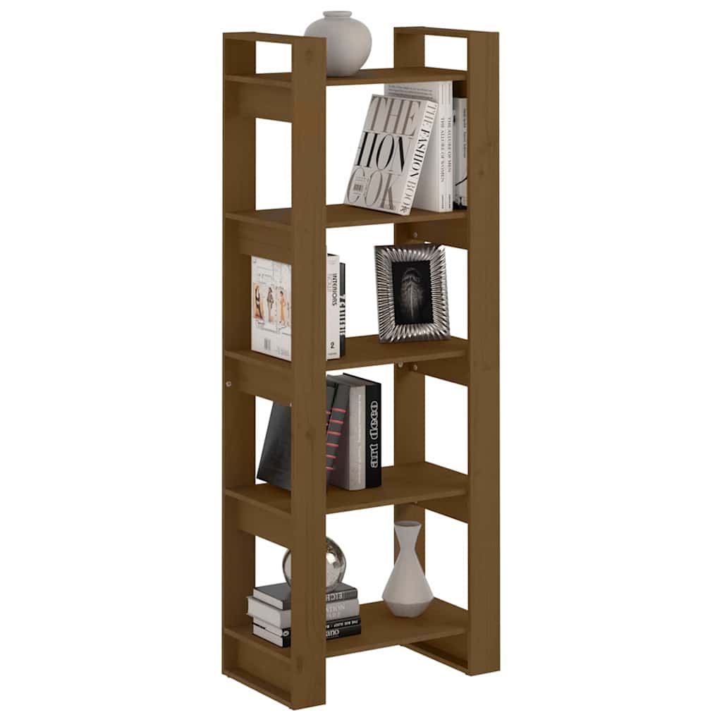 813892 vidaXL Book Cabinet/Room Divider Honey Brown 60x35x160 cm Solid Wood