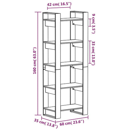 813892 vidaXL Book Cabinet/Room Divider Honey Brown 60x35x160 cm Solid Wood