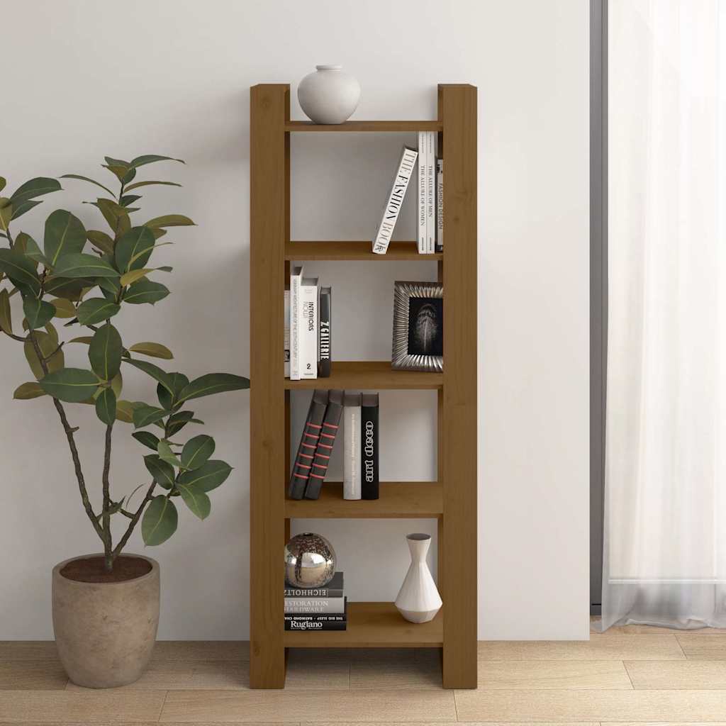813892 vidaXL Book Cabinet/Room Divider Honey Brown 60x35x160 cm Solid Wood