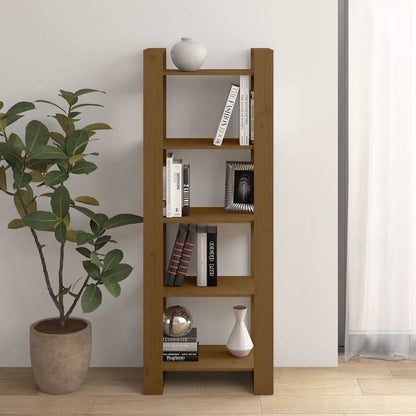 813892 vidaXL Book Cabinet/Room Divider Honey Brown 60x35x160 cm Solid Wood
