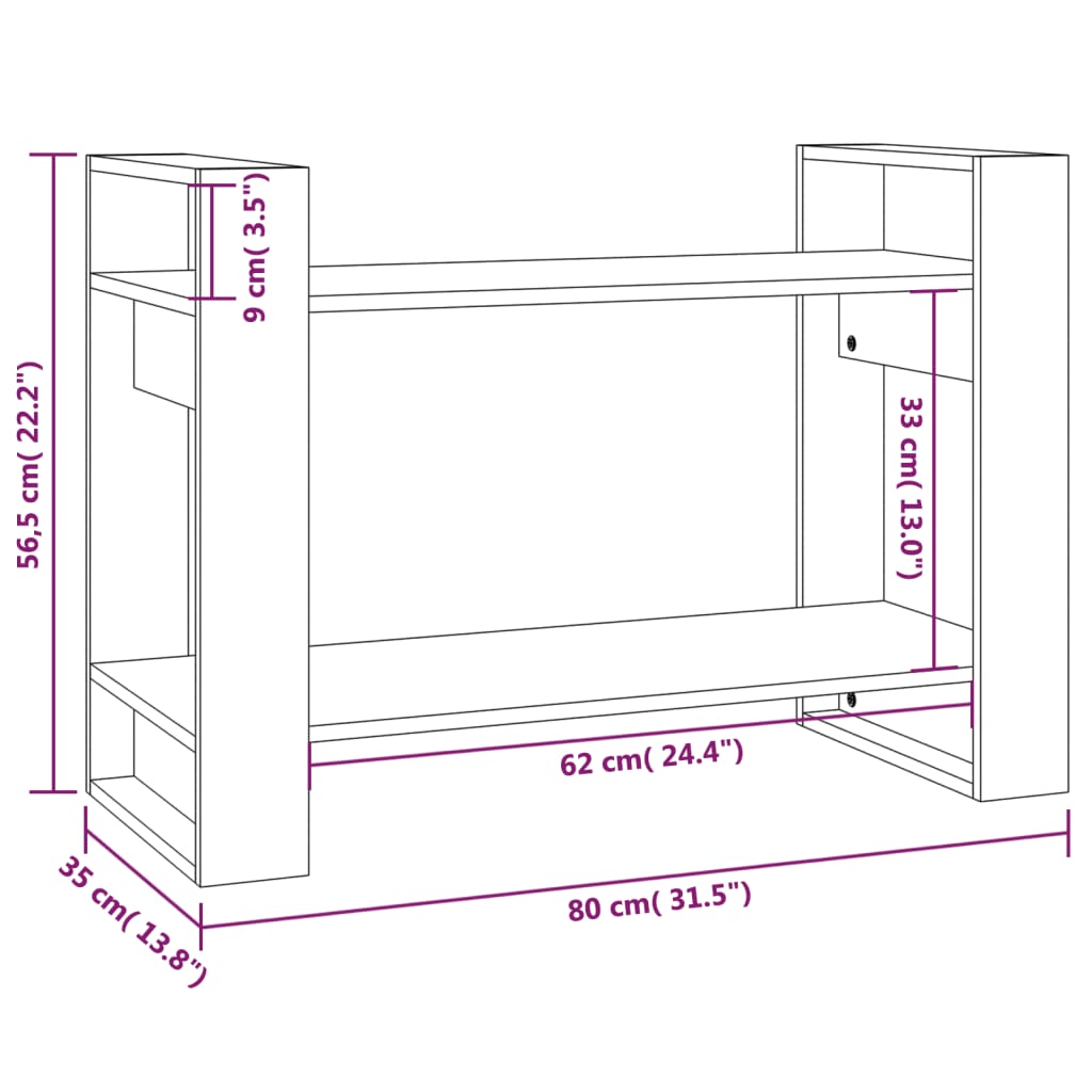 Book Cabinet/Room Divider Grey 80x35x56.5 cm Solid Wood Pine