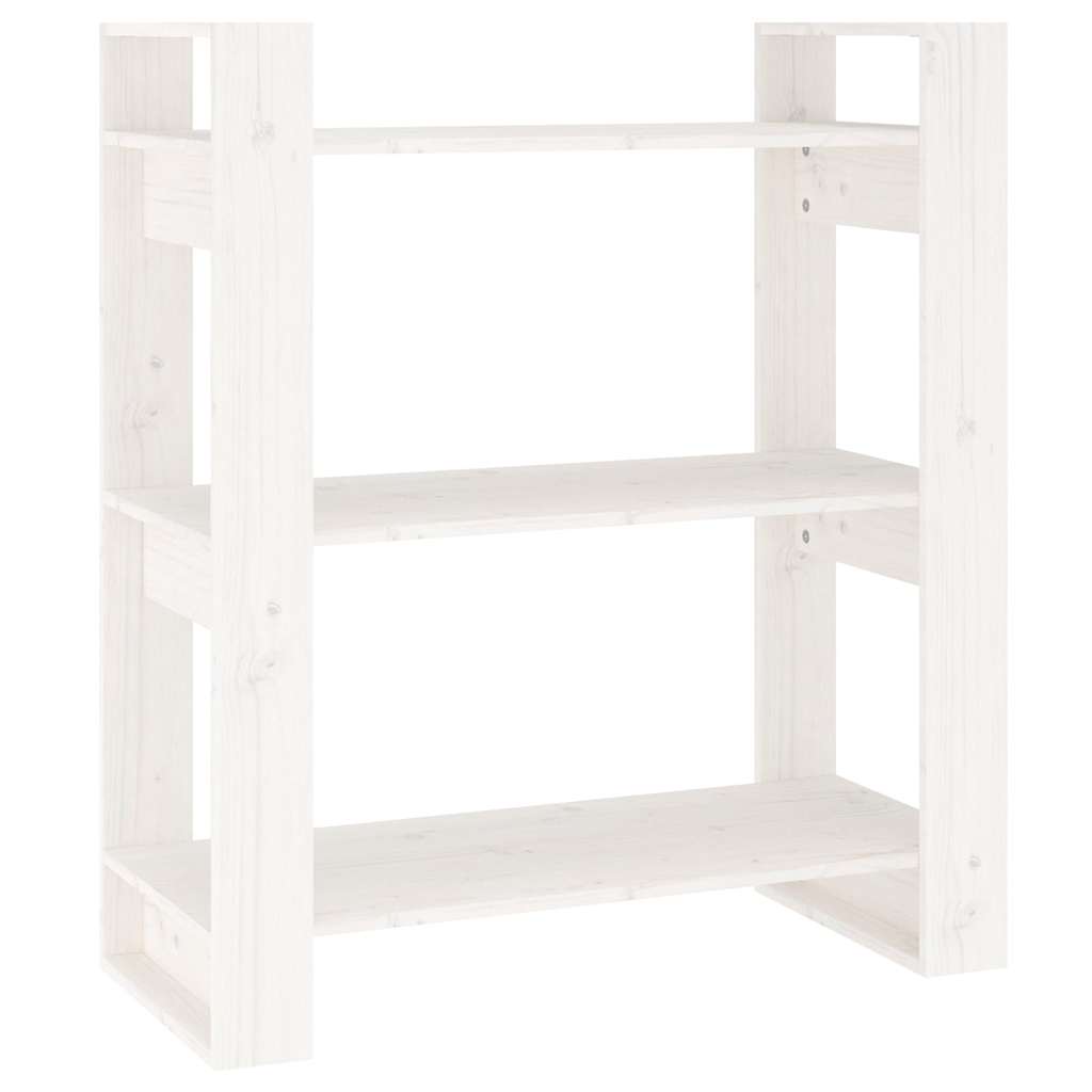 813900 vidaXL Book Cabinet/Room Divider White 80x35x91 cm Solid Wood Pine