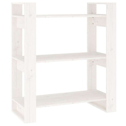 813900 vidaXL Book Cabinet/Room Divider White 80x35x91 cm Solid Wood Pine