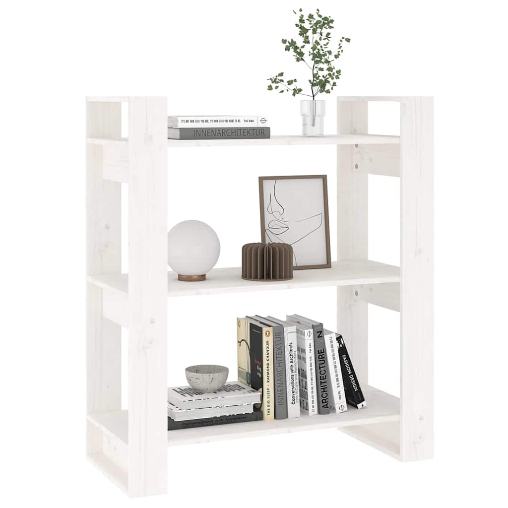 813900 vidaXL Book Cabinet/Room Divider White 80x35x91 cm Solid Wood Pine