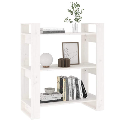 813900 vidaXL Book Cabinet/Room Divider White 80x35x91 cm Solid Wood Pine