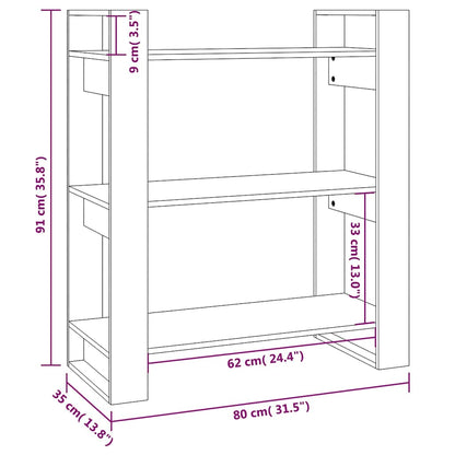 813900 vidaXL Book Cabinet/Room Divider White 80x35x91 cm Solid Wood Pine