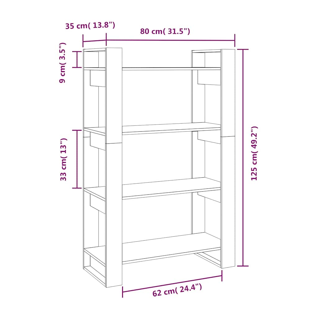Book Cabinet/Room Divider Honey Brown 80x35x125 cm Solid Wood