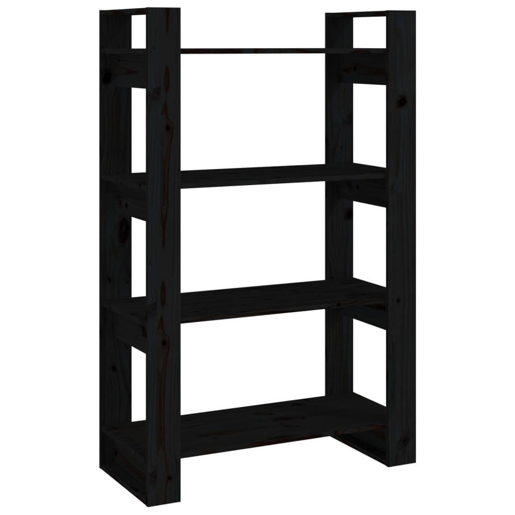 Book Cabinet | Black | Solid pine wood | 80 x 35 x 125 cm | Book Cabinet