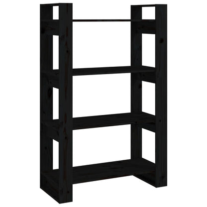 Book Cabinet | Black | Solid pine wood | 80 x 35 x 125 cm | Book Cabinet