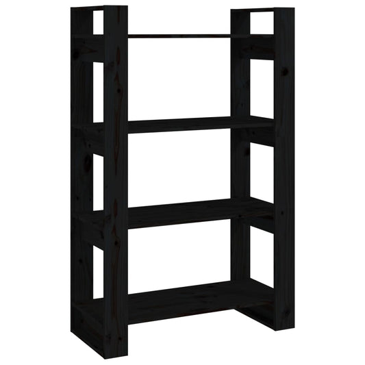 Book Cabinet | Black | Solid pine wood | 80 x 35 x 125 cm | Book Cabinet