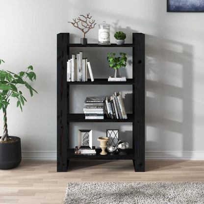 Book Cabinet | Black | Solid pine wood | 80 x 35 x 125 cm | Book Cabinet