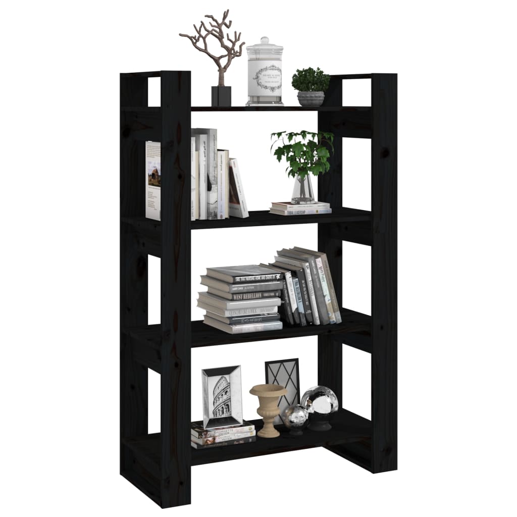 Book Cabinet | Black | Solid pine wood | 80 x 35 x 125 cm | Book Cabinet