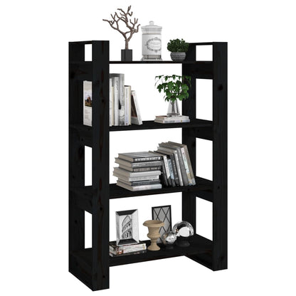 Book Cabinet | Black | Solid pine wood | 80 x 35 x 125 cm | Book Cabinet