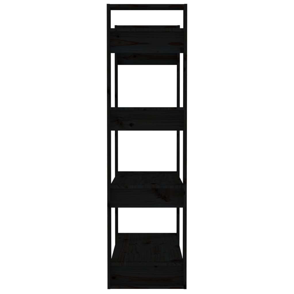Book Cabinet | Black | Solid pine wood | 80 x 35 x 125 cm | Book Cabinet