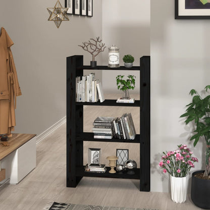 Book Cabinet | Black | Solid pine wood | 80 x 35 x 125 cm | Book Cabinet