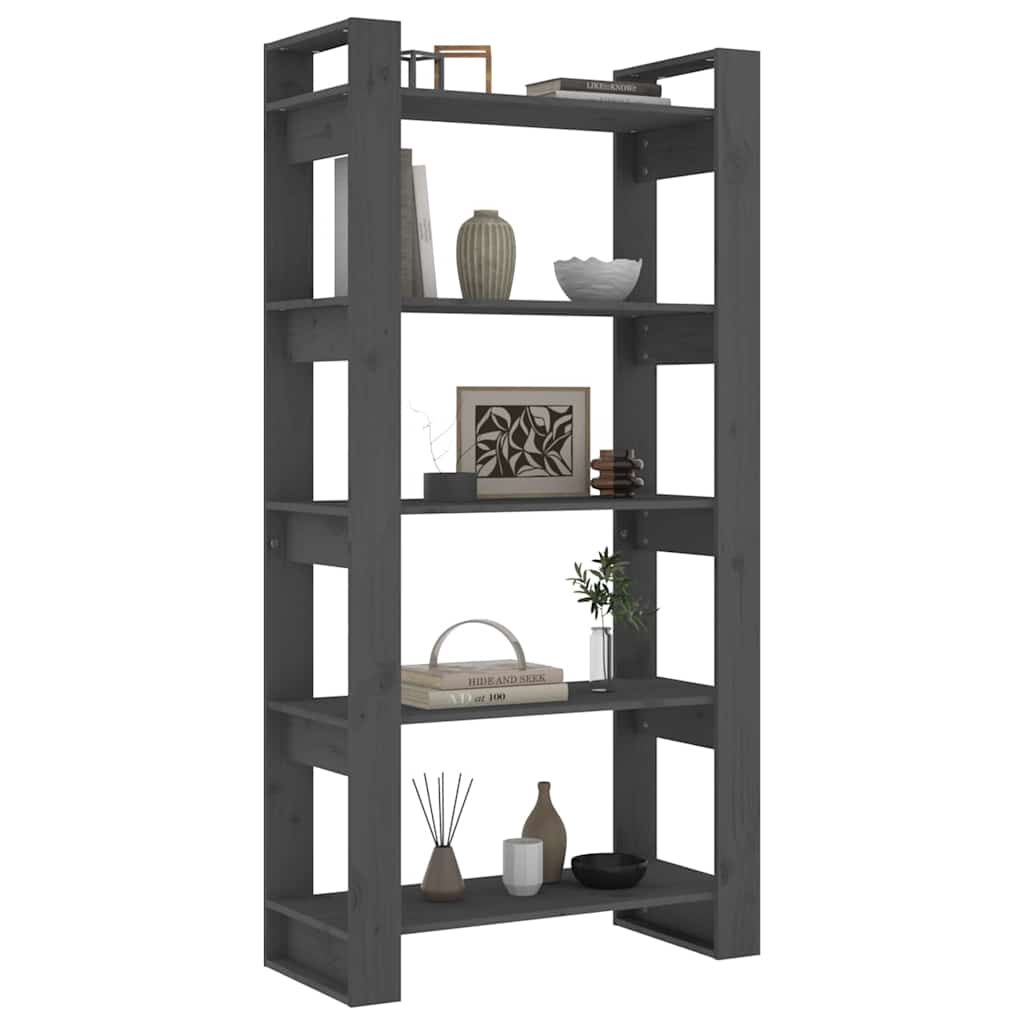 Book Cabinet/Room Divider Grey 80x35x160 cm Solid Wood