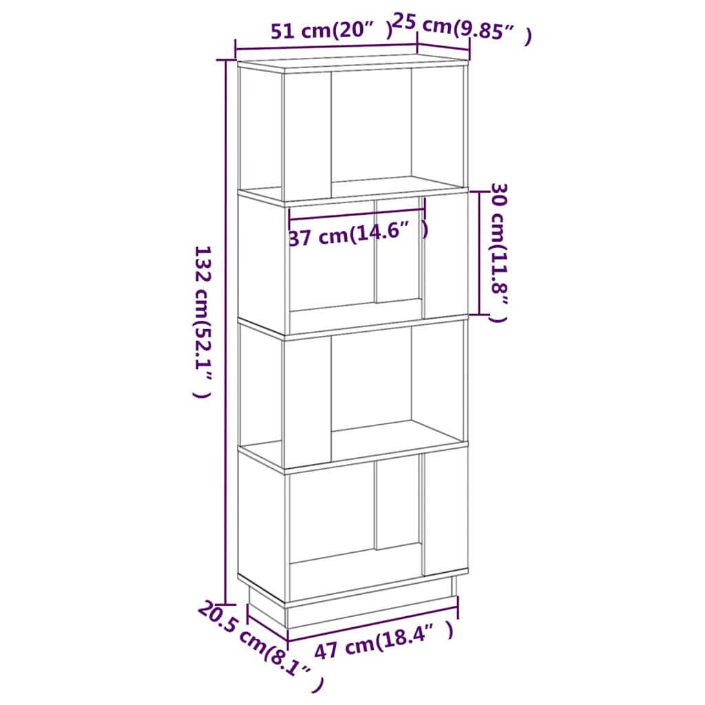 814039 vidaXL Book Cabinet/Room Divider 51x25x132 cm Solid Wood Pine