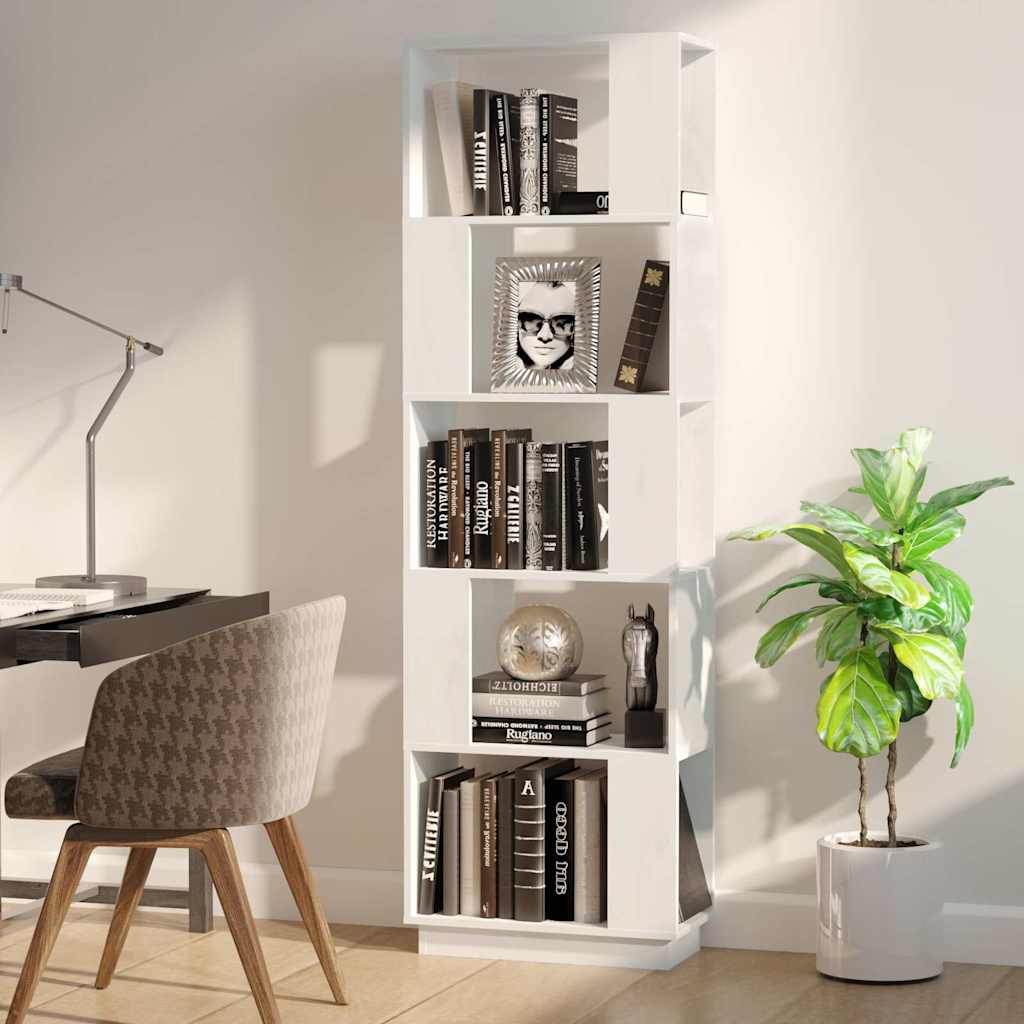 814045 vidaXL Book Cabinet/Room Divider White 51x25x163,5 cm Solid Wood Pine