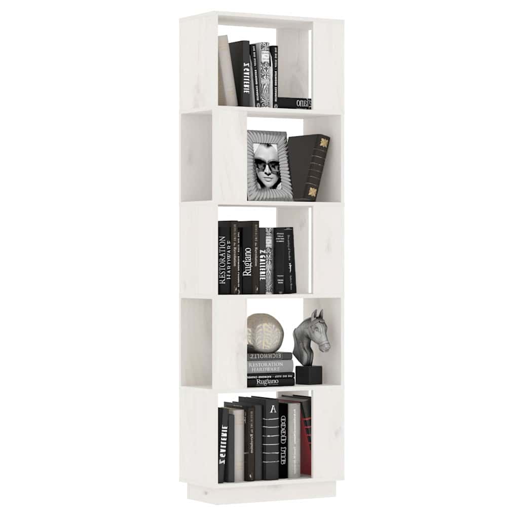 814045 vidaXL Book Cabinet/Room Divider White 51x25x163,5 cm Solid Wood Pine
