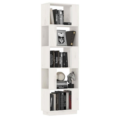 814045 vidaXL Book Cabinet/Room Divider White 51x25x163,5 cm Solid Wood Pine