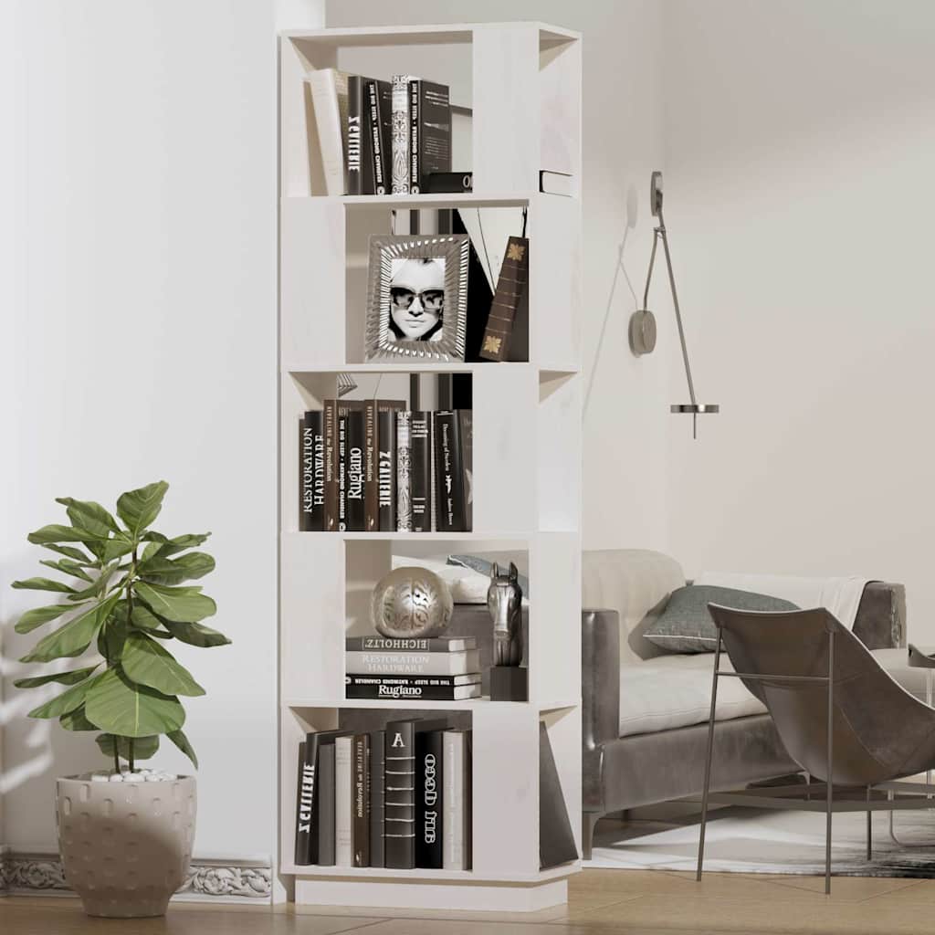 814045 vidaXL Book Cabinet/Room Divider White 51x25x163,5 cm Solid Wood Pine