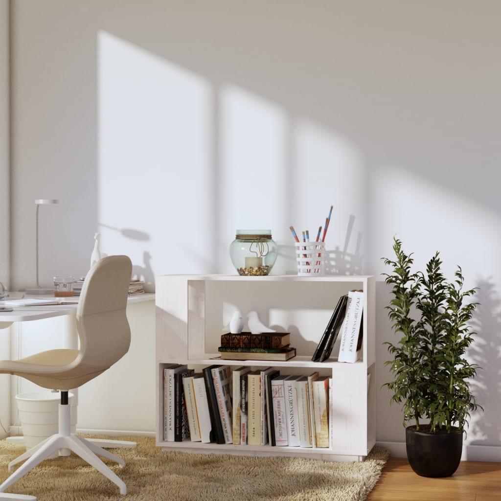 Book Cabinet/Room Divider White 80x25x70 cm Solid Wood Pine