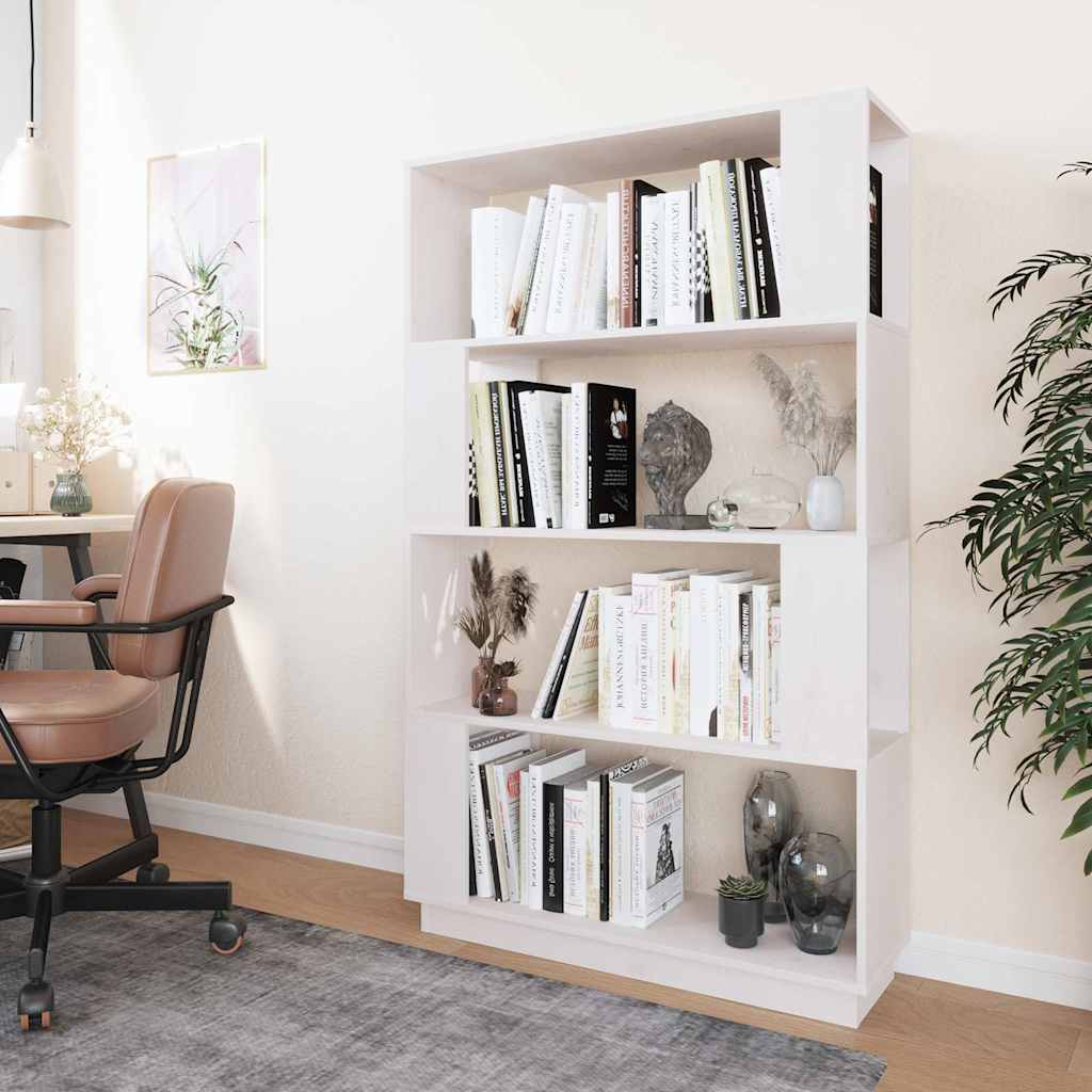 Book Cabinet/Room Divider White 80x25x132 cm Solid Wood Pine