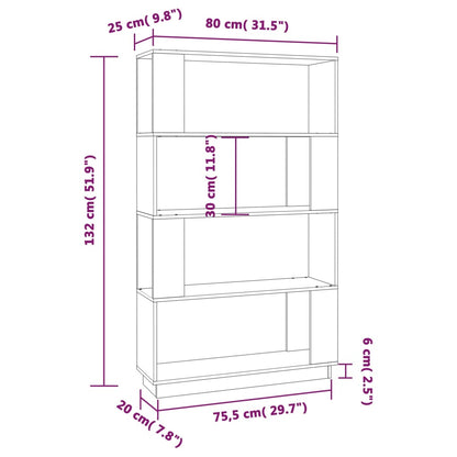 Book Cabinet/Room Divider White 80x25x132 cm Solid Wood Pine