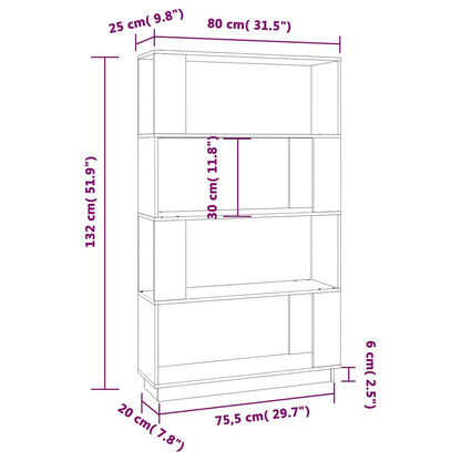 Book Cabinet/Room Divider White 80x25x132 cm Solid Wood Pine