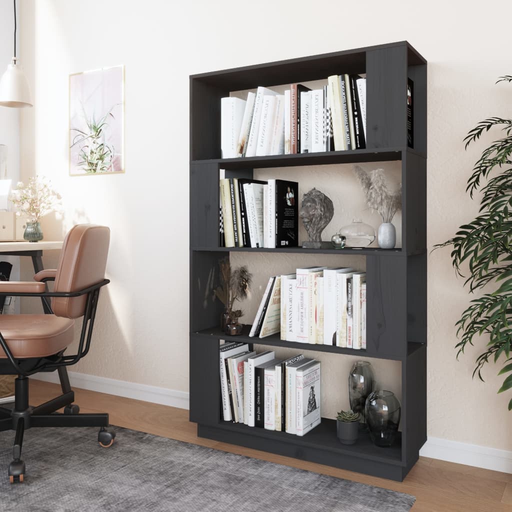 Book Cabinet/Room Divider Grey 80x25x132 cm Solid Wood Pine