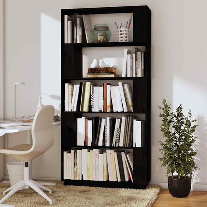 Book Cabinet/Room Divider Black 80x25x163,5 cm Solid Wood Pine