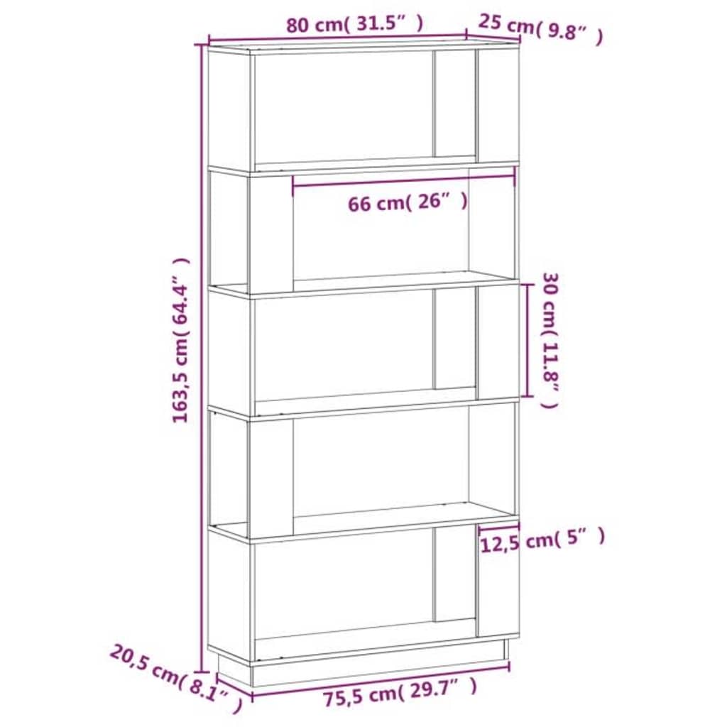 Book Cabinet/Room Divider Black 80x25x163,5 cm Solid Wood Pine