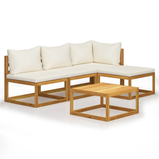 5 Piece Garden Lounge Set with Cushions Solid Wood Acacia (UK/IE/FI/NO only)