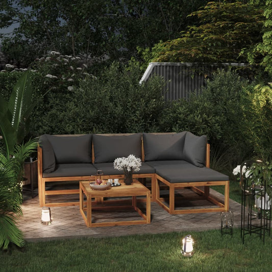 5 Piece Garden Lounge Set with Cushions Solid Wood Acacia