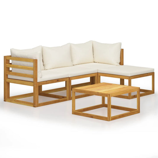 5 Piece Garden Lounge Set with Cushions Solid Wood Acacia