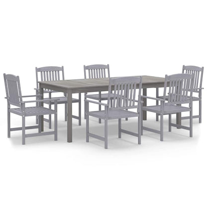 7 Piece Garden Dining Set Solid Wood Acacia Grey