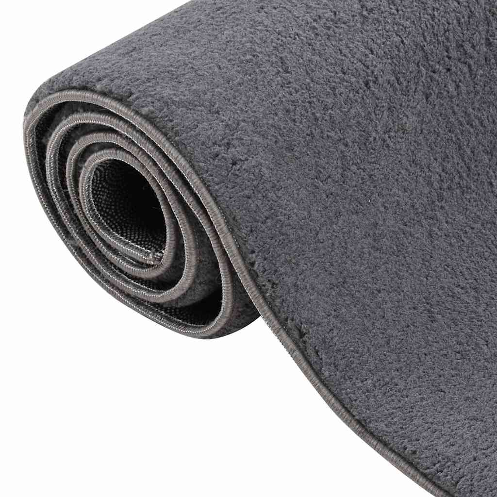 Washable Rug Fluffy Short Pile 160x230 cm Anti Slip Anthracite